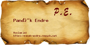 Panák Endre névjegykártya